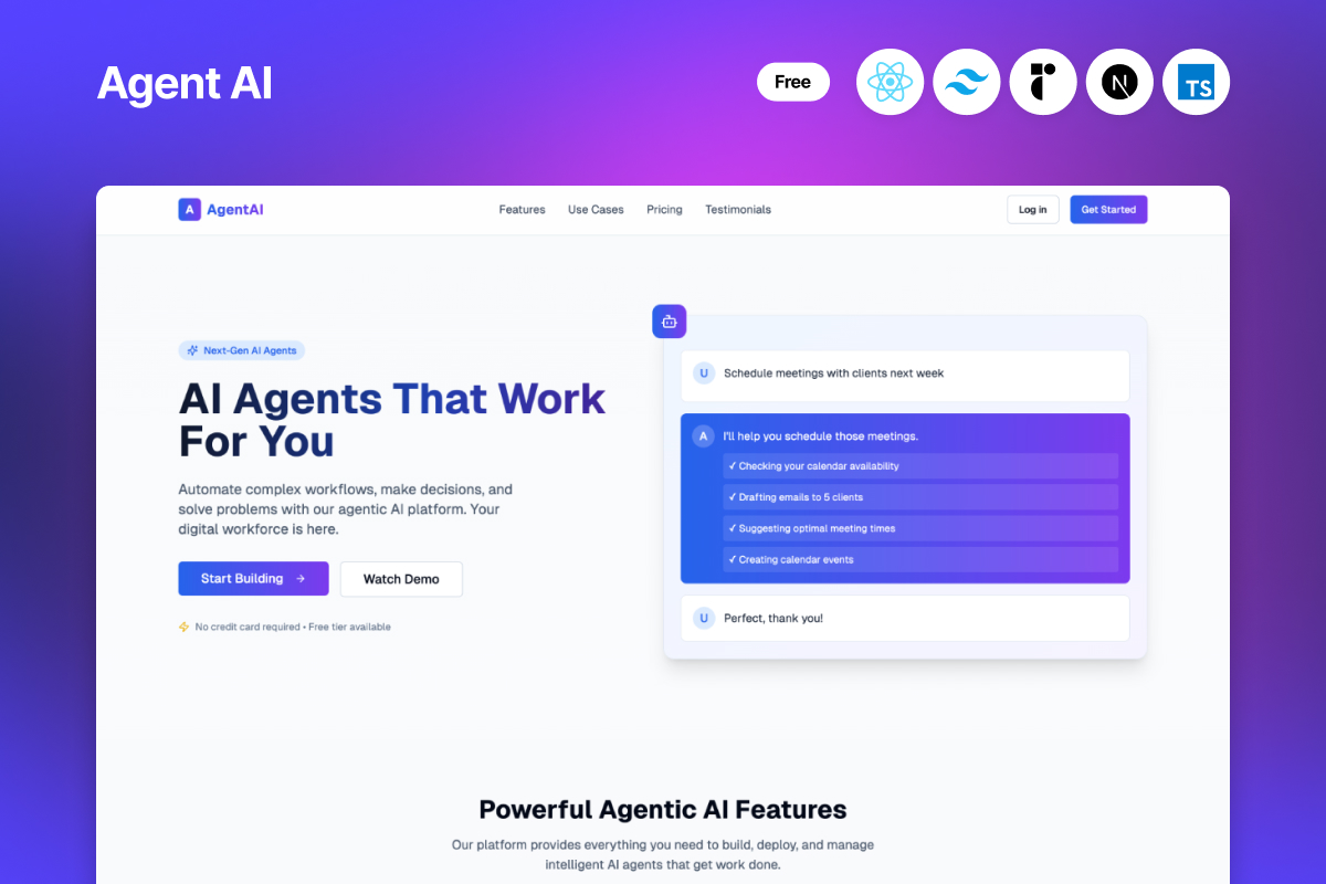Free Next.js Landing Page Template
