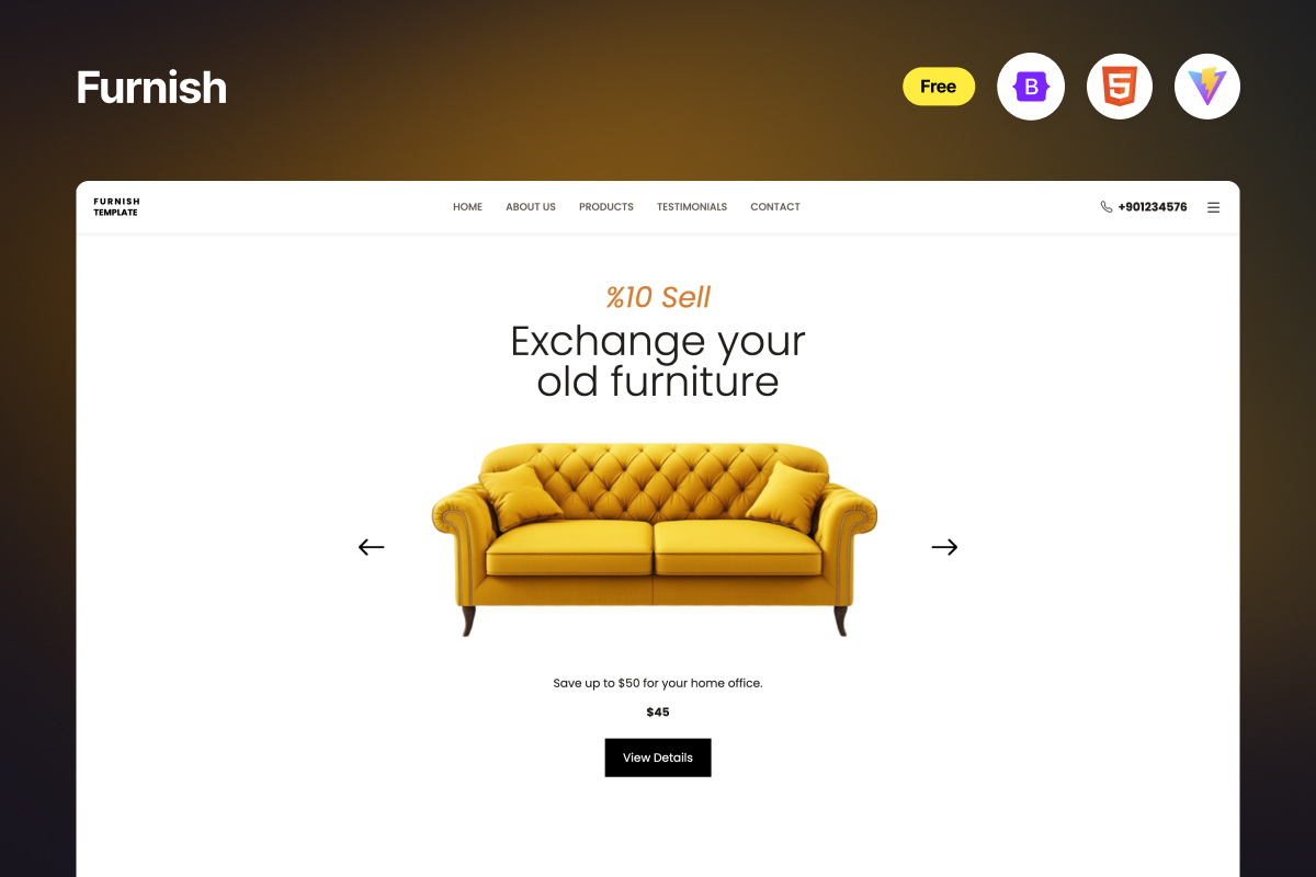 Bootstrap 5 Furniture Website Template