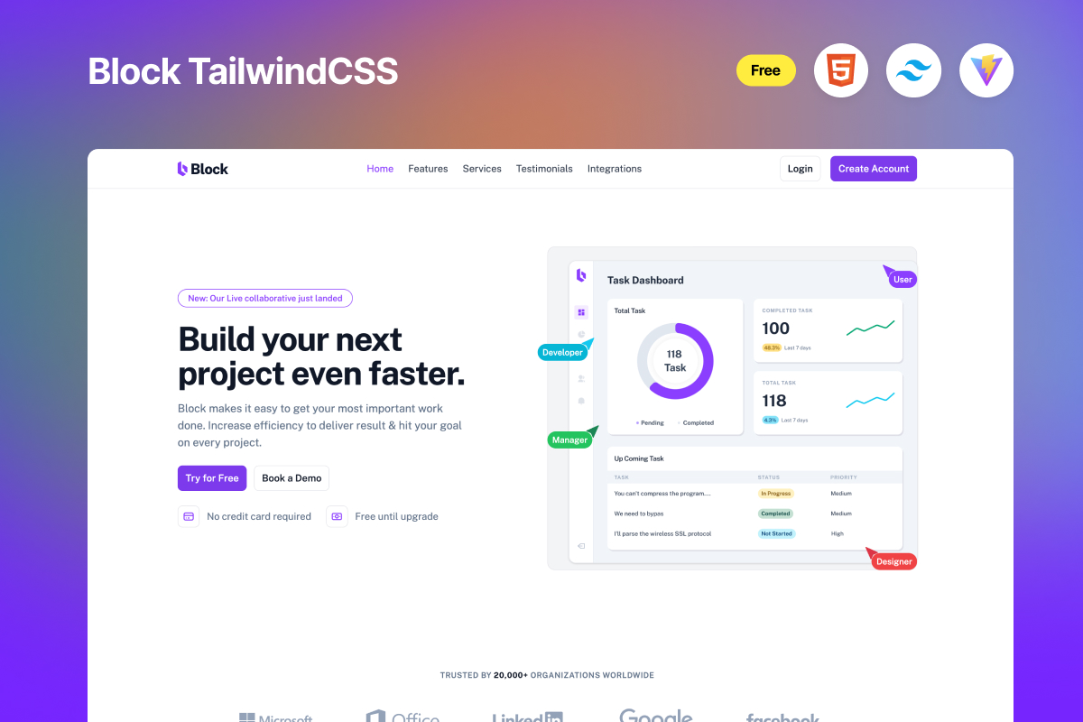 Tailwind CSS HTML Template
