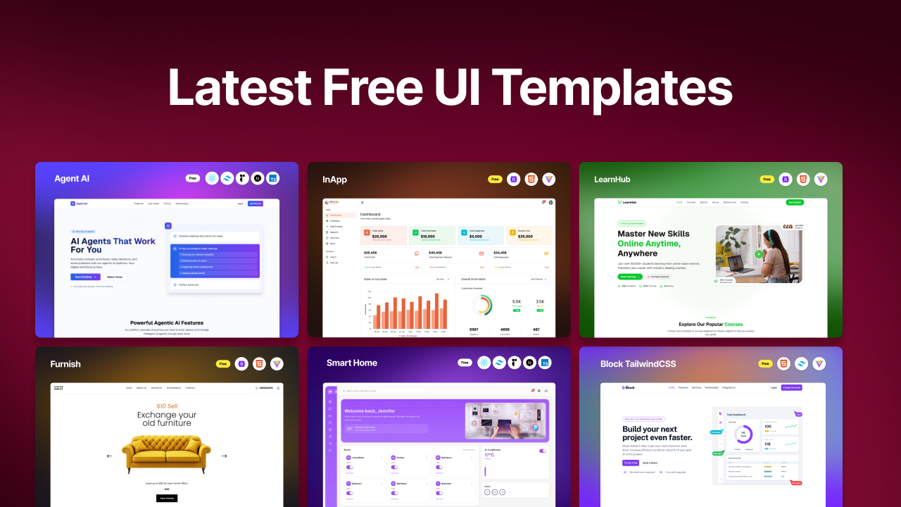 Latest Free Templates on Codescandy store