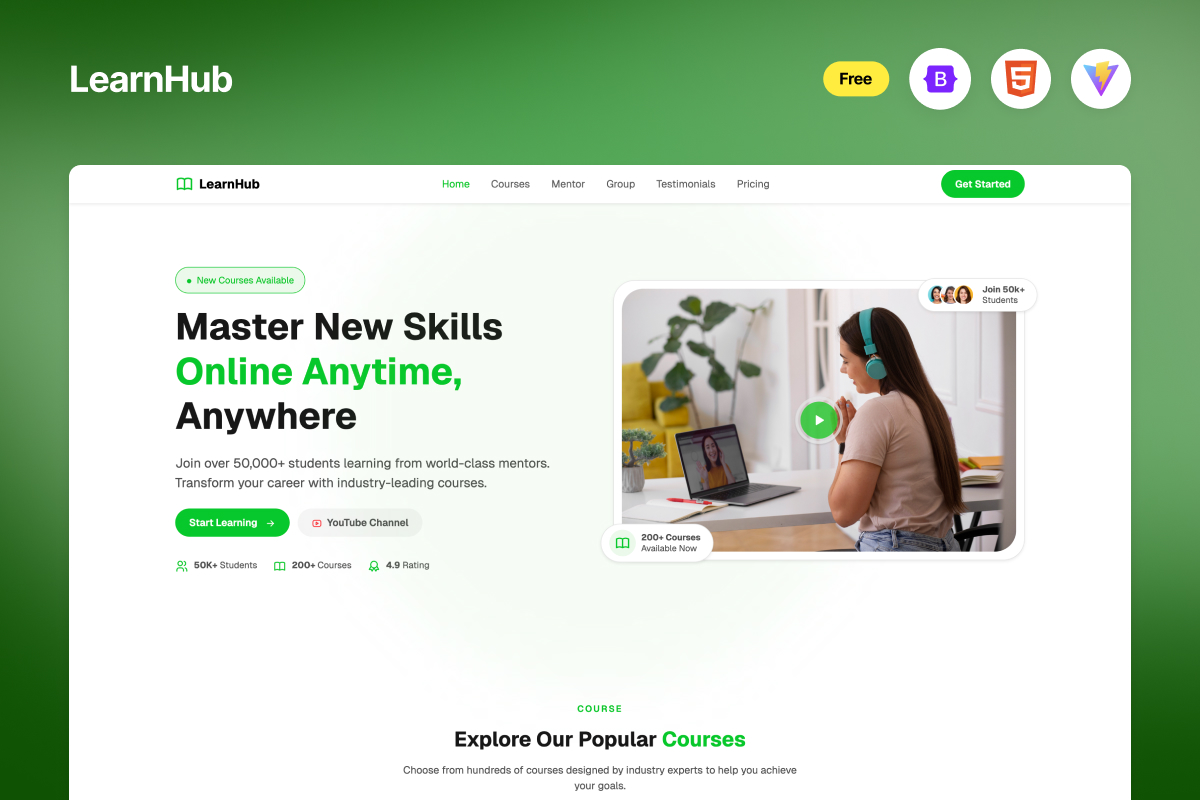 eLearning Bootstrap Educational Website Template